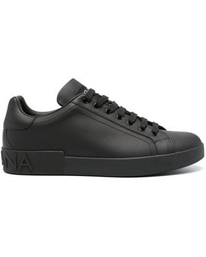 Dolce & Gabbana Portofino Leather Trainers - Black