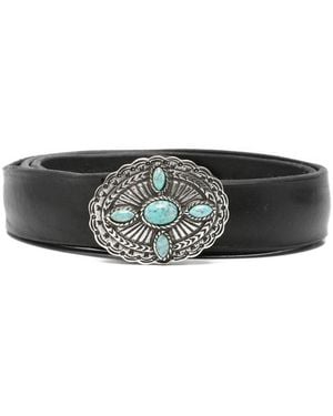 Orciani Embellished Leather Belt - Grey