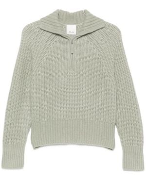 Allude Ribbed-Knit Zip-Up Jumper - Green