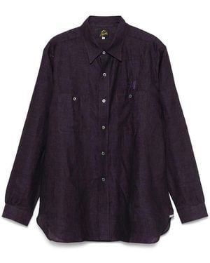 Needles Embroidered-Logo Shirt - Blue
