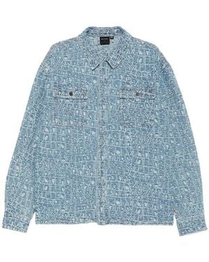 Daily Paper Jacquard-Pattern Denim Shirt - Blue