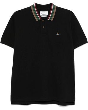 Vivienne Westwood Embroidered-Logo Polo Shirt - Black