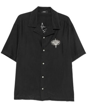 Amiri Logo-Embroidered Short-Sleeve Shirt - Black