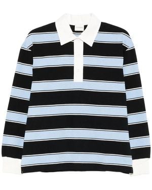 Closed Striped Polo Top - Black