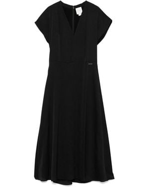 Calvin Klein Satin Seersucker Midi Dress - Black