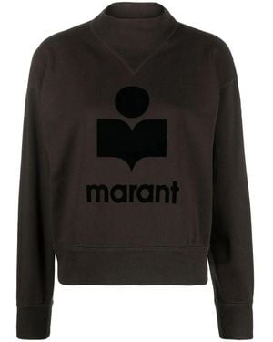 Isabel Marant Moby Flocked-Logo Sweatshirt - Black