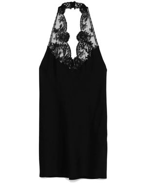 Saint Laurent Lace-Detail Mini Dress - Black