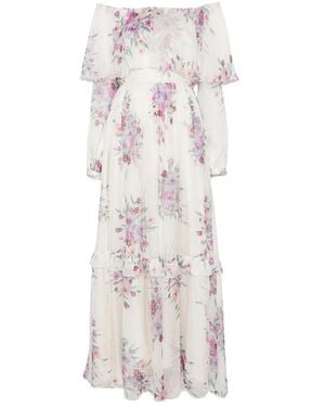 Raquel Diniz Marisol Floral-Print Ruffled Maxi Dress - White