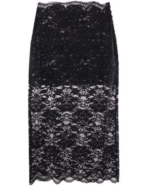 Rabanne Floral-Lace Sheer Skirt - Black