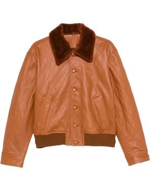 Ernest W. Baker Quilted Leather Jacket - Brown
