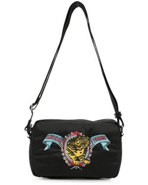 KENZO Tiger-Motif Embroidered Messenger Bag - Black