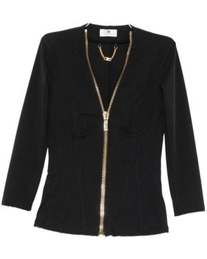 Elisabetta Franchi Zip-Up Corset-Style Jacket - Black