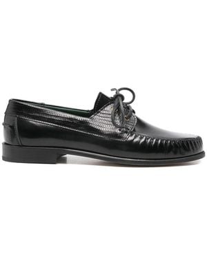 VINNY'S Millo Two-Tone Lace-Up Boat Shoes - Black