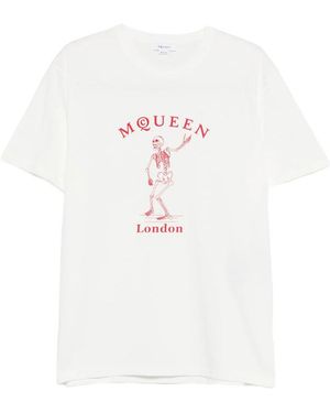 McQueen Skeleton-Graphic T-Shirt - White
