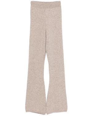 ELY ELY Marl-Knit Flared Trousers - Natural