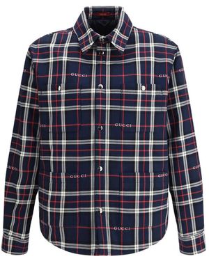 Gucci Tartan Cotton Jacquard Padded Shirt - Blue