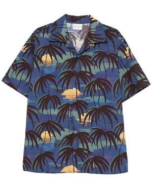 Drole de Monsieur Palm Button Shirt - Blue