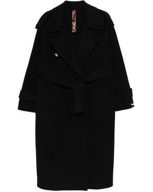 GLOX Belted Long-Sleeve Coat - Black