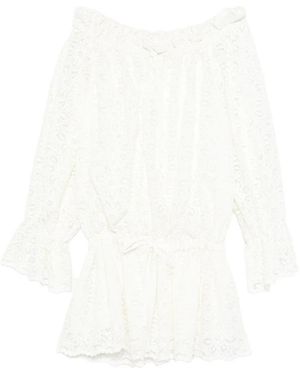 LES FILLES D'EVA Floral-Lace Mini Dress - White