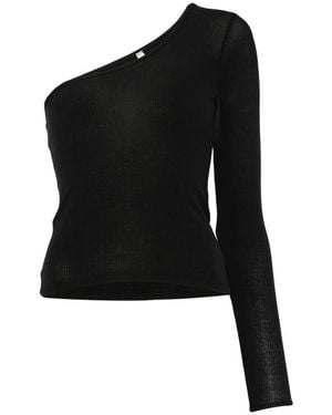 Baserange One-Shoulder Ribbed-Knit Top - Black