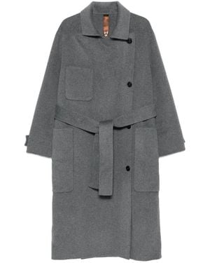 GLOX Belted Patch-Pocket Coat - Gray