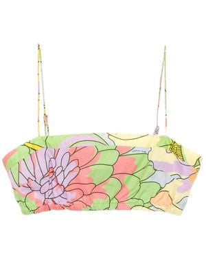 FARM Rio Spring Affair Beaded Crop Top - Yellow