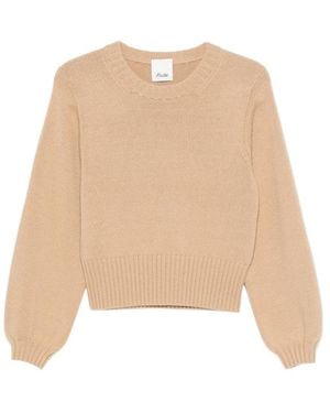 Allude Ribbed-Trim Long-Sleeve Jumper - Natural