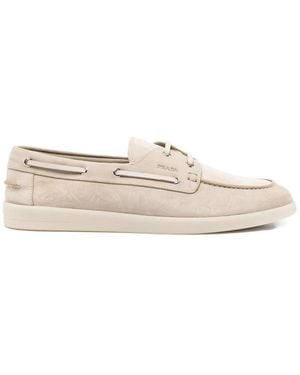 Prada Suede Boat Shoes With Laces - Natural