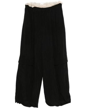 Sea Lace-Trimmed Trousers - Black