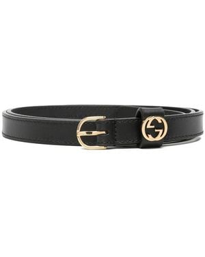 Gucci Interlocking G Leather Belt - Black