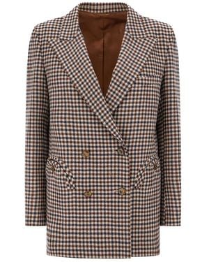 Blazé Milano Check Double-Breasted Blazer - Brown
