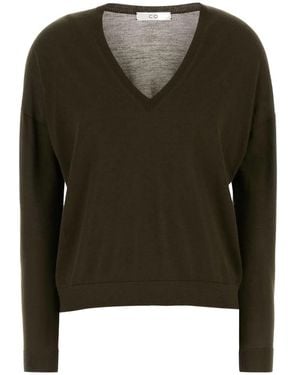 Co. V-Neck Cashmere Jumper - Green