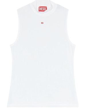 DIESEL T-Mokky-Sl-Microdiv Mock-Neck Top - White