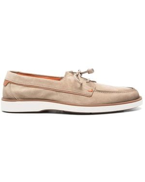 Santoni Suede Loafers - Natural