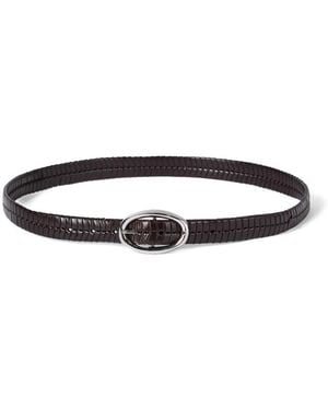 Brunello Cucinelli Chevron-Effect Braided Oval-Buckle Belt - Multicolour