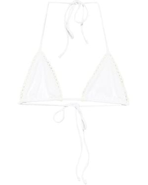Frankie's Bikinis X Jennie Nick Crochet Triangle Bikini Top - White