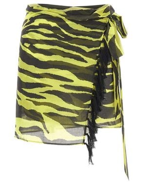 The Attico Zebra-Print Skirt - Green