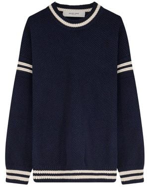 Golden Goose Striped Logo-Patch Jumper - Blue