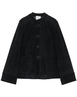 forte_forte Suede Mandarin-Collar Jacket - Black