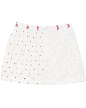 Maison Labiche Flower-Print Shorts - White
