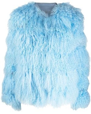 Dan Cassab Collarless Quilted Jacket - Blue