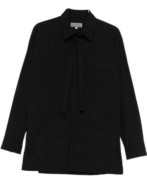 Yohji Yamamoto Tie-Neck Pocket Shirt - Black