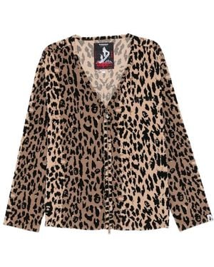 A Bathing Ape X Kazuki Kuraish Leopard-Pattern V-Neck Jacket - Brown