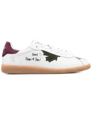 DSquared² Rebel Maple-Leaf Leather Sneakers - White