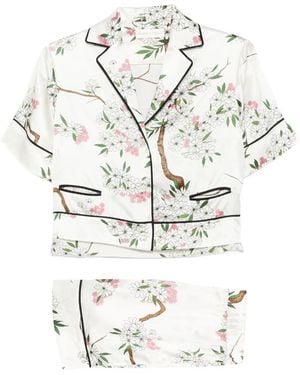 Olivia Von Halle Arletta Anaa Floral-Print Pyjamas - Metallic