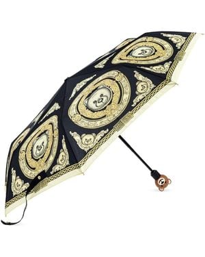 Moschino All-Over Baroque Teddy Bear Print Compact Umbrella - Metallic