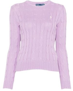Polo Ralph Lauren Slim Fit Hip-Length Long Sleeve Jumper - Purple