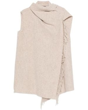 Fabiana Filippi Fringe-Trim Sleeveless Jacket - Natural