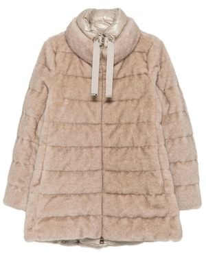 Herno Quilted Faux-Fur Coat - Natural