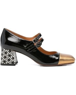 Chie Mihara 55Mm Geometric-Block Heel Court Shoes - Black